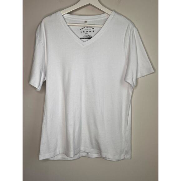 Son of a Taylor & Sons Organic Cotton White V Neck Tee Men's Size L - Picture 2 of 9
